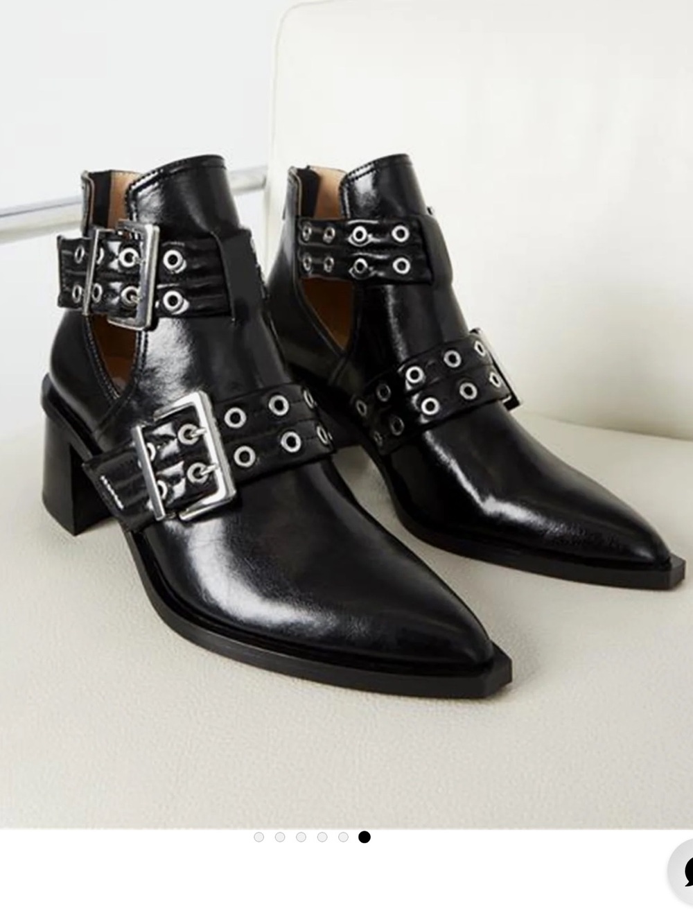 Like New: Steve Madden Grazia Pointed Toe Moto Booties Black Leather Size 8